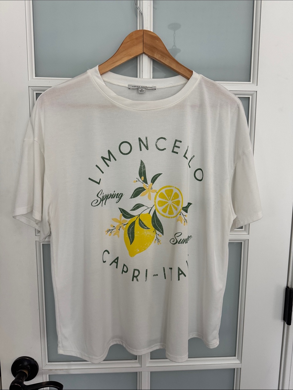 Green Envelope White Limoncello Graphic Tee with Yellow and Green Print - Picture 7 of 8